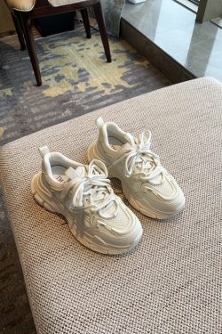 Women's Retro Dad Sneakers - Lace-Up Mesh Breathable Leather Thick-Soled Sports Leisure Shoes for Spring 2025