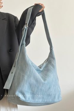 Women's Retro Denim Canvas Tote Bag - Large Capacity Commuting Shoulder & Crossbody Bag for Everyday Versatility
