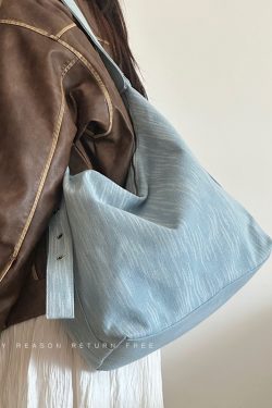 Women's Retro Denim Canvas Tote Bag - Large Capacity Commuting Shoulder & Crossbody Bag for Everyday Versatility