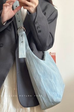 Women's Retro Denim Canvas Tote Bag - Large Capacity Commuting Shoulder & Crossbody Bag for Everyday Versatility