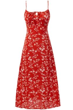 Women's Retro Floral Spaghetti Strap Dress - Waist-Cinching Long Dress for Summer Beach Vacation 2025
