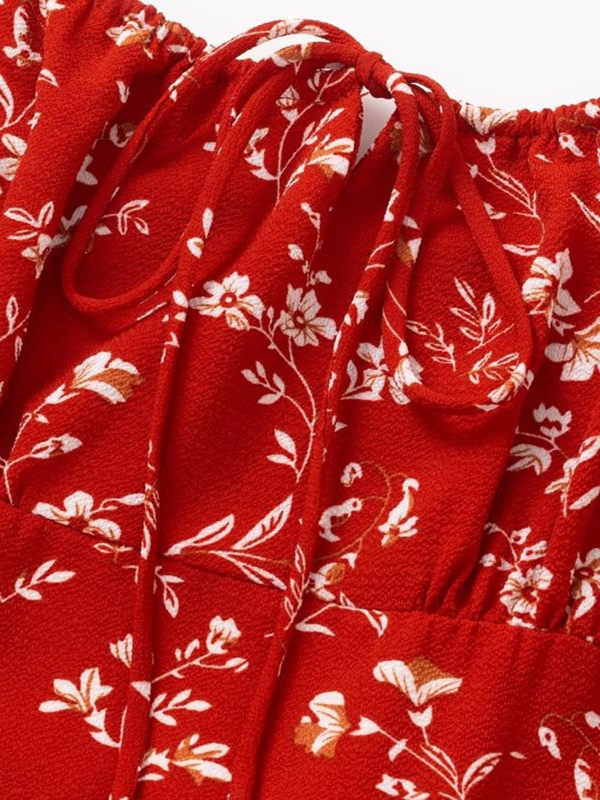 Women's Retro Floral Spaghetti Strap Dress - Waist-Cinching Long Dress for Summer Beach Vacation 2025 Women's Retro Floral Spaghetti Strap Dress - Waist-Cinching Long Dress for Summer Beach Vacation 2025