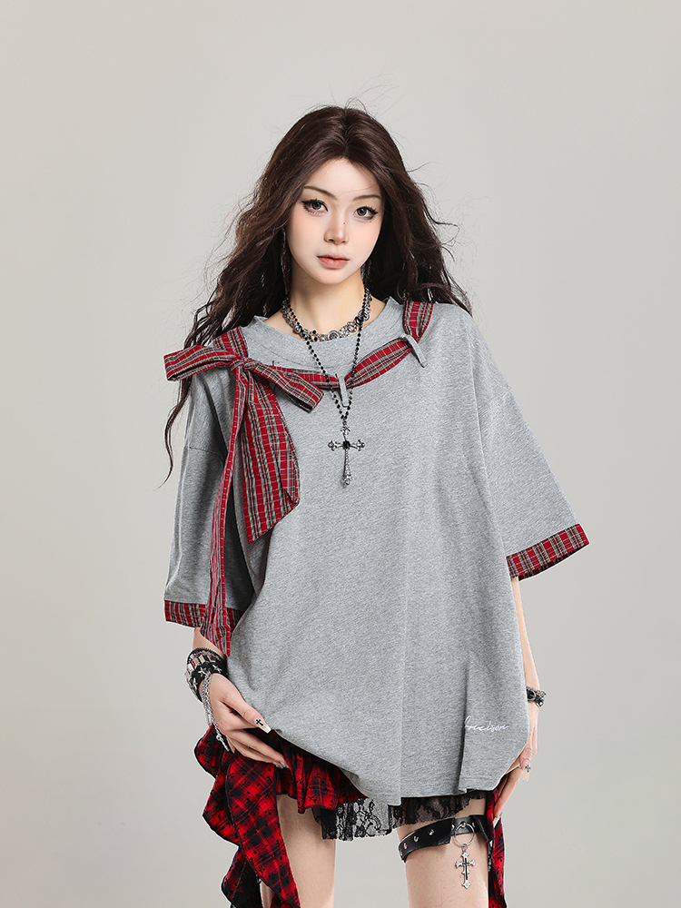 Women’s Retro Lace-Up Short Sleeve T-Shirt - Stylish Loose Casual Y2K Top for Summer 2025 Outfit Women’s Retro Lace-Up Short Sleeve T-Shirt - Stylish Loose Casual Y2K Top for Summer 2025 Outfit