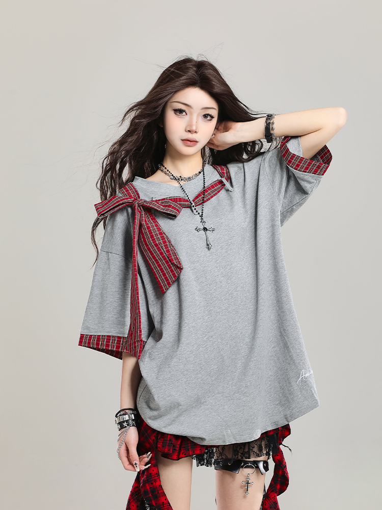 Women’s Retro Lace-Up Short Sleeve T-Shirt - Stylish Loose Casual Y2K Top for Summer 2025 Outfit Women’s Retro Lace-Up Short Sleeve T-Shirt - Stylish Loose Casual Y2K Top for Summer 2025 Outfit