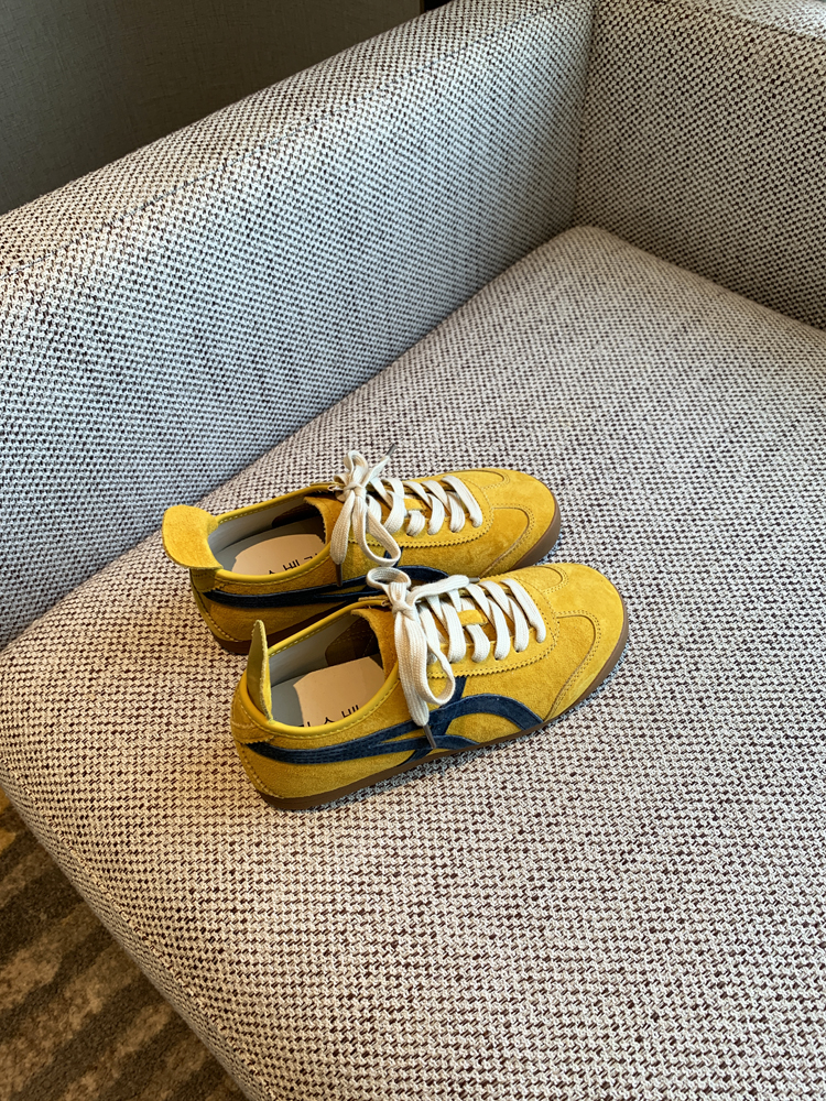 Women's Retro Lace-Up Sneakers in Cloud Yellow - 2025 Casual Sports Shoes for Versatile Style, Y2K Inspired Fashion Women's Retro Lace-Up Sneakers in Cloud Yellow - 2025 Casual Sports Shoes for Versatile Style, Y2K Inspired Fashion