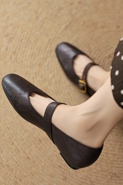 Women's Retro Round Toe Mary Jane Shoes - Sheepskin Flat Platform, Summer Style, Large Size 41-43, Vintage Inspired