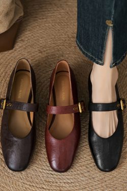 Women's Retro Round Toe Mary Jane Shoes - Sheepskin Flat Platform, Summer Style, Large Size 41-43, Vintage Inspired