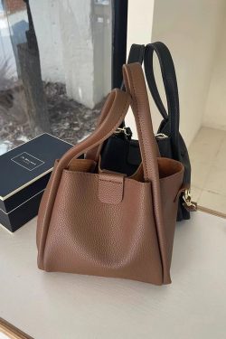 Women's Retro Textured Tote Bag 2024 | Fashionable Commuting Shoulder & Crossbody Bucket Handbag