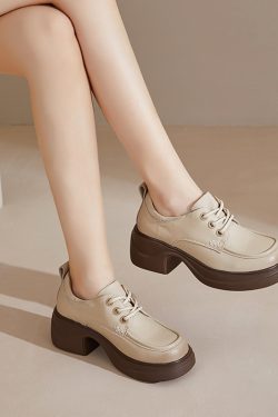 Women's Retro Thick-Soled Italian-Style Shoes, 6.5 cm, Fashionable & Versatile Soft Bottom Footwear for Everyday Wear