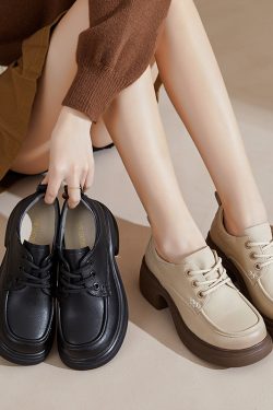 Women's Retro Thick-Soled Italian-Style Shoes, 6.5 cm, Fashionable & Versatile Soft Bottom Footwear for Everyday Wear