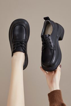 Women's Retro Thick-Soled Italian-Style Shoes, 6.5 cm, Fashionable & Versatile Soft Bottom Footwear for Everyday Wear