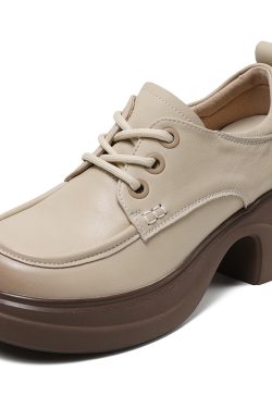 Women's Retro Thick-Soled Italian-Style Shoes, 6.5 cm, Fashionable & Versatile Soft Bottom Footwear for Everyday Wear