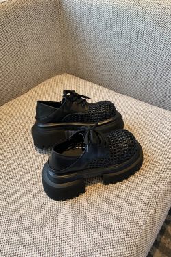 Women's Retro Woven Hollow Loafers - 2025 Summer Slip-On Thick-Soled Leather Shoes, Breathable Comfort, Stylish Casual Footwear