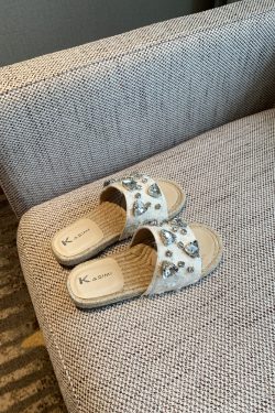 Women's Rhinestone Fisherman Sandals - Flat Woven One-Strap Slippers for Summer 2025 Outdoor Trend, Stylish and Comfortable