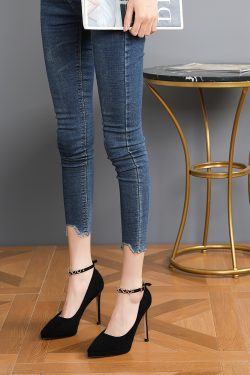 Women's Rhinestone One-Strap Stiletto Heels - 10CM Platform Pointed Toe Flats, Trendy 2025 Style