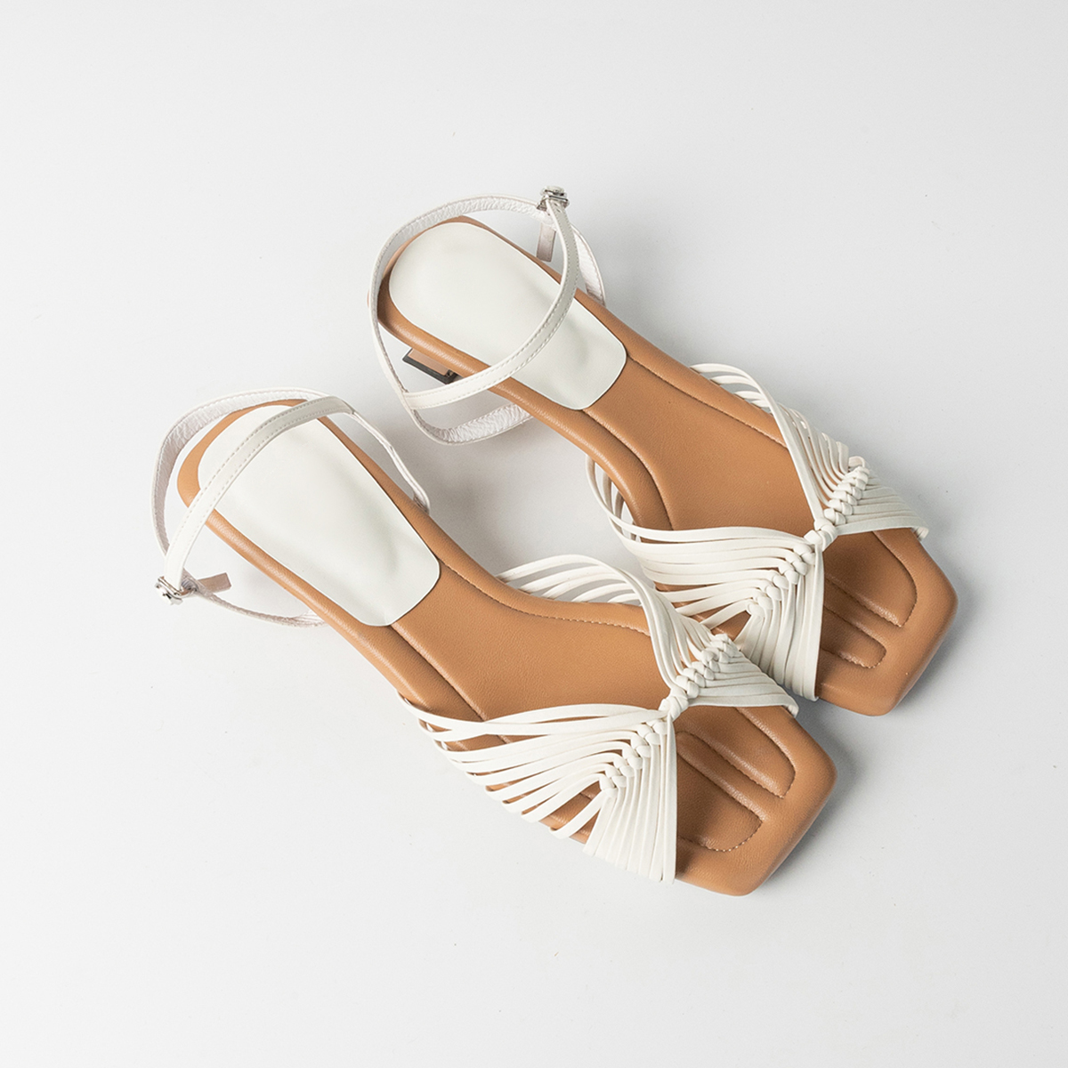 Women's Sheepskin French Woven Hollow Vacation Sandals, Low Heel One-Strap Square Toe Elegant High Heels Women's Sheepskin French Woven Hollow Vacation Sandals, Low Heel One-Strap Square Toe Elegant High Heels