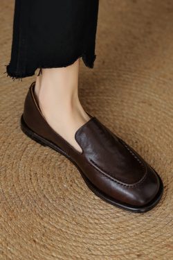 Women's Sheepskin Melard Flat Loafers - Stylish Spring/Summer 2025 Leather Shoes, Sizes 41-43, Perfect for Casual Outings
