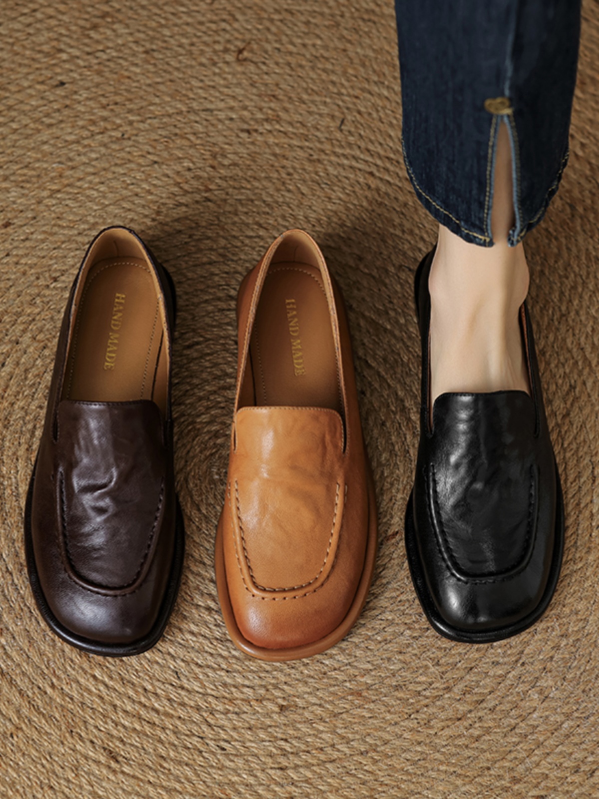 Women's Sheepskin Melard Flat Loafers - Stylish Spring/Summer 2025 Leather Shoes, Sizes 41-43, Perfect for Casual Outings Women's Sheepskin Melard Flat Loafers - Stylish Spring/Summer 2025 Leather Shoes, Sizes 41-43, Perfect for Casual Outings