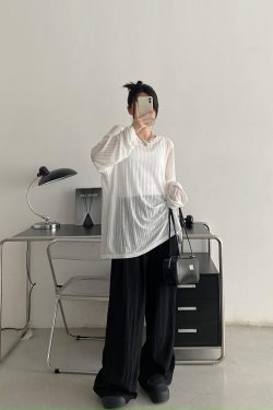 Women's Sheer Long Sleeve Sun Protection T-Shirt - Loose Fit Transparent Cover-Up with Grapefruit Print for Airy Comfort