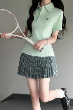 Women's Short Sleeve Embroidered Polo Shirt - Pudding Bear JK Uniform Style for Summer 2025, Cute and Trendy Fashion