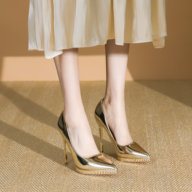 Women's Silver Stiletto Heels 11cm Waterproof Platform Sexy Wedding Shoes - 2025 Spring Trendy Pointed Toe Design Women's Silver Stiletto Heels 11cm Waterproof Platform Sexy Wedding Shoes - 2025 Spring Trendy Pointed Toe Design