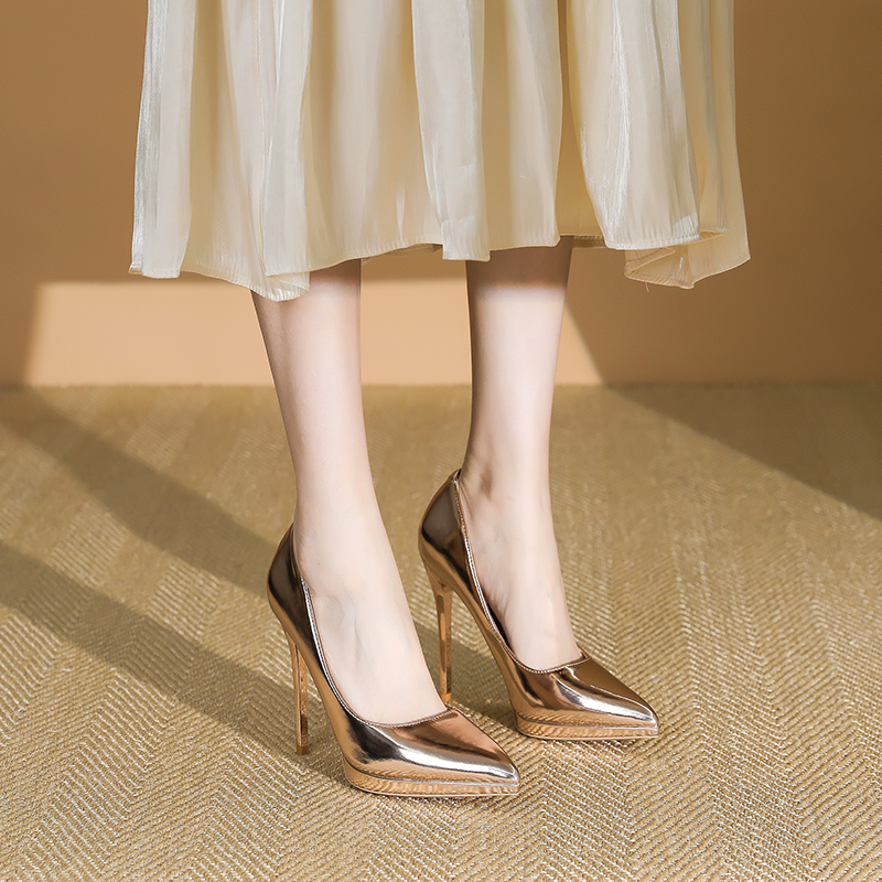 Women's Silver Stiletto Heels 11cm Waterproof Platform Sexy Wedding Shoes - 2025 Spring Trendy Pointed Toe Design Women's Silver Stiletto Heels 11cm Waterproof Platform Sexy Wedding Shoes - 2025 Spring Trendy Pointed Toe Design