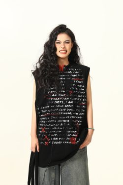 Women's Sleeveless Graffiti Letter Tank Top - American Street Style Summer Loose Vest, Versatile Outerwear