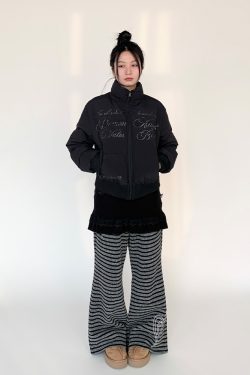 Women's Slim-Fit Black and White Short Cotton Coat with Removable Fur Collar for Winter Fashion