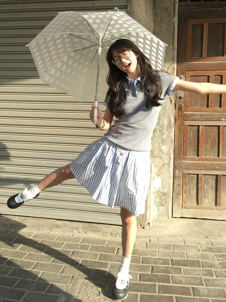 Women's Slim Fit Striped Polo Collar Short Sleeve T-Shirt, American Style Two-Piece Design, Summer Fashion Essential Women's Slim Fit Striped Polo Collar Short Sleeve T-Shirt, American Style Two-Piece Design, Summer Fashion Essential