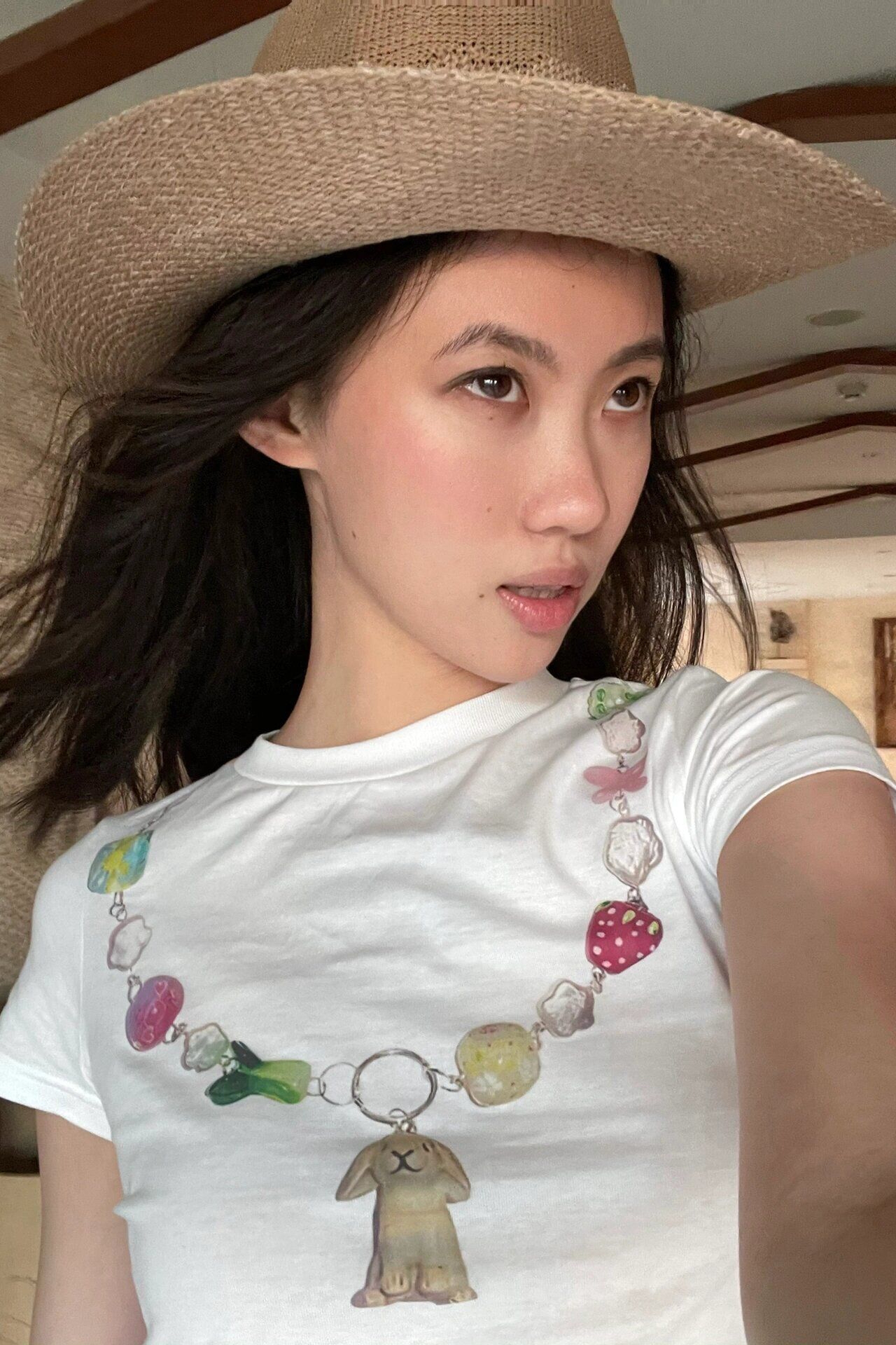 Women’s Slim Fit White Short Sleeve T-Shirt - American Retro Summer Style, Pure Cotton, Niche Design