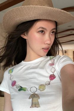 Women’s Slim Fit White Short Sleeve T-Shirt - American Retro Summer Style, Pure Cotton, Niche Design