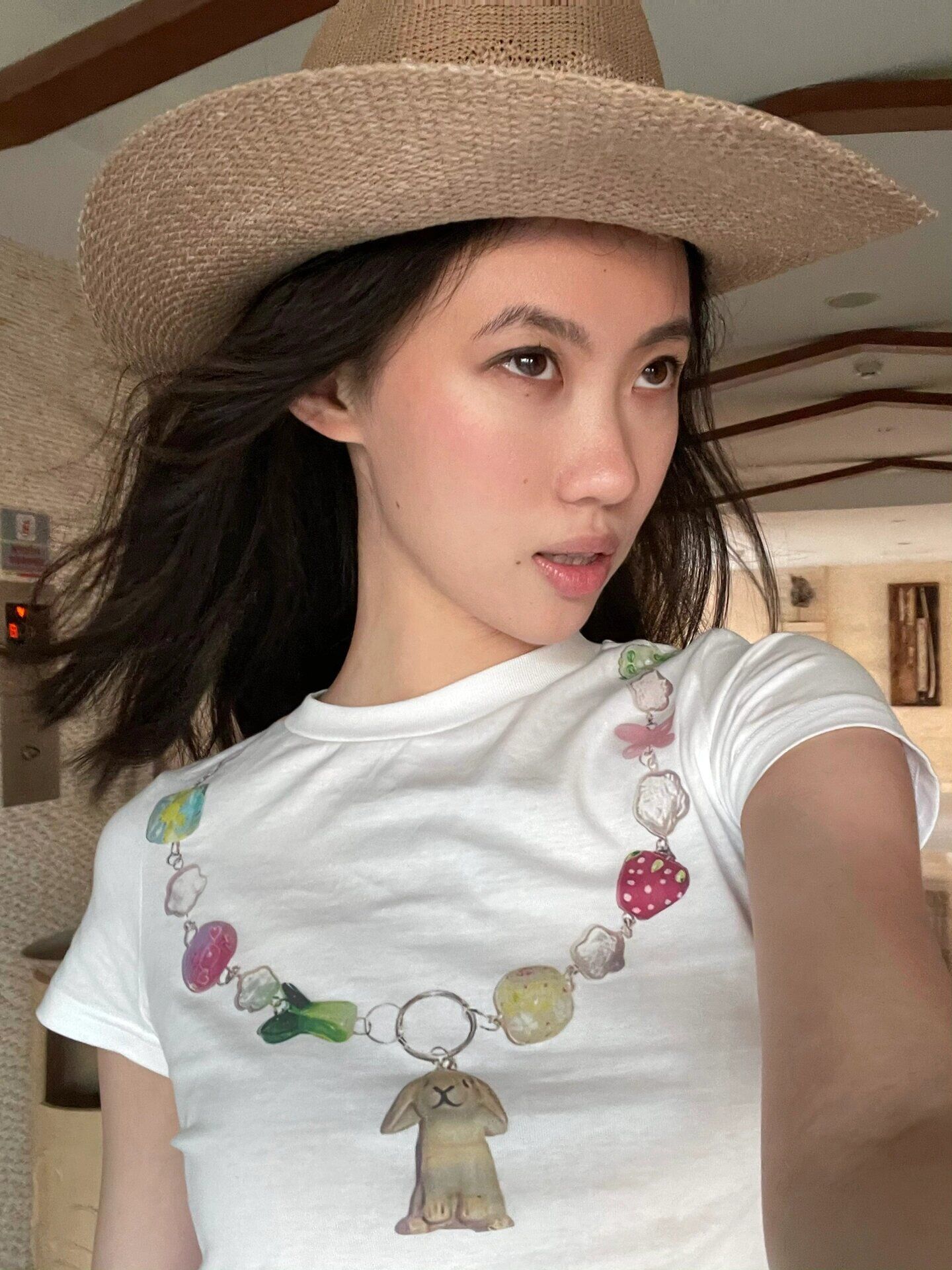 Women’s Slim Fit White Short Sleeve T-Shirt - American Retro Summer Style, Pure Cotton, Niche Design Women’s Slim Fit White Short Sleeve T-Shirt - American Retro Summer Style, Pure Cotton, Niche Design