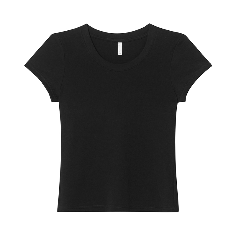 Women's Slim Solid Color U-Neck Short Sleeve T-Shirt - Flattering Basic Top for Summer 2025, Casual Chic Style Women's Slim Solid Color U-Neck Short Sleeve T-Shirt - Flattering Basic Top for Summer 2025, Casual Chic Style