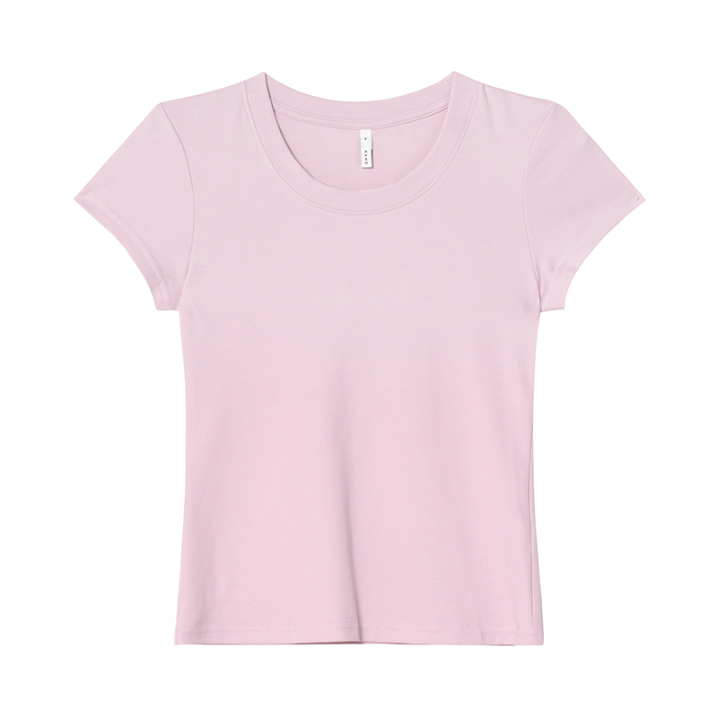 Women's Slim Solid Color U-Neck Short Sleeve T-Shirt - Flattering Basic Top for Summer 2025, Casual Chic Style Women's Slim Solid Color U-Neck Short Sleeve T-Shirt - Flattering Basic Top for Summer 2025, Casual Chic Style