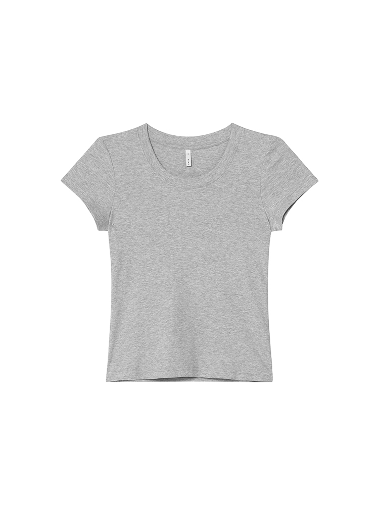 Women's Slim Solid Color U-Neck Short Sleeve T-Shirt - Flattering Basic Top for Summer 2025, Casual Chic Style Women's Slim Solid Color U-Neck Short Sleeve T-Shirt - Flattering Basic Top for Summer 2025, Casual Chic Style