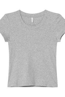 Women's Slim Solid Color U-Neck Short Sleeve T-Shirt - Flattering Basic Top for Summer 2025, Casual Chic Style