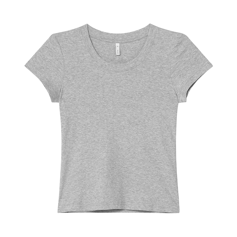 Women's Slim Solid Color U-Neck Short Sleeve T-Shirt - Flattering Basic Top for Summer 2025, Casual Chic Style Women's Slim Solid Color U-Neck Short Sleeve T-Shirt - Flattering Basic Top for Summer 2025, Casual Chic Style
