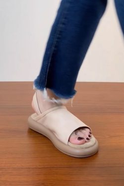 Women's Soft Comfortable Flat Open-Toe Sandals in Top Layer Cowhide - 2025 Summer Casual Footwear