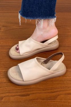 Women's Soft Comfortable Flat Open-Toe Sandals in Top Layer Cowhide - 2025 Summer Casual Footwear