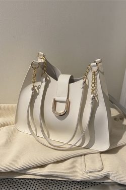 Women's Soft Leather Large Capacity Tote Bag with Chain Detail, Chic Handheld Shoulder Bag for Stylish Everyday Use