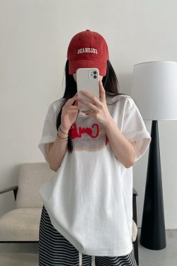 Women’s Spring Summer Short Sleeve T-Shirt - Cold Brew Inspired Two-Color Printed Embroidered Design