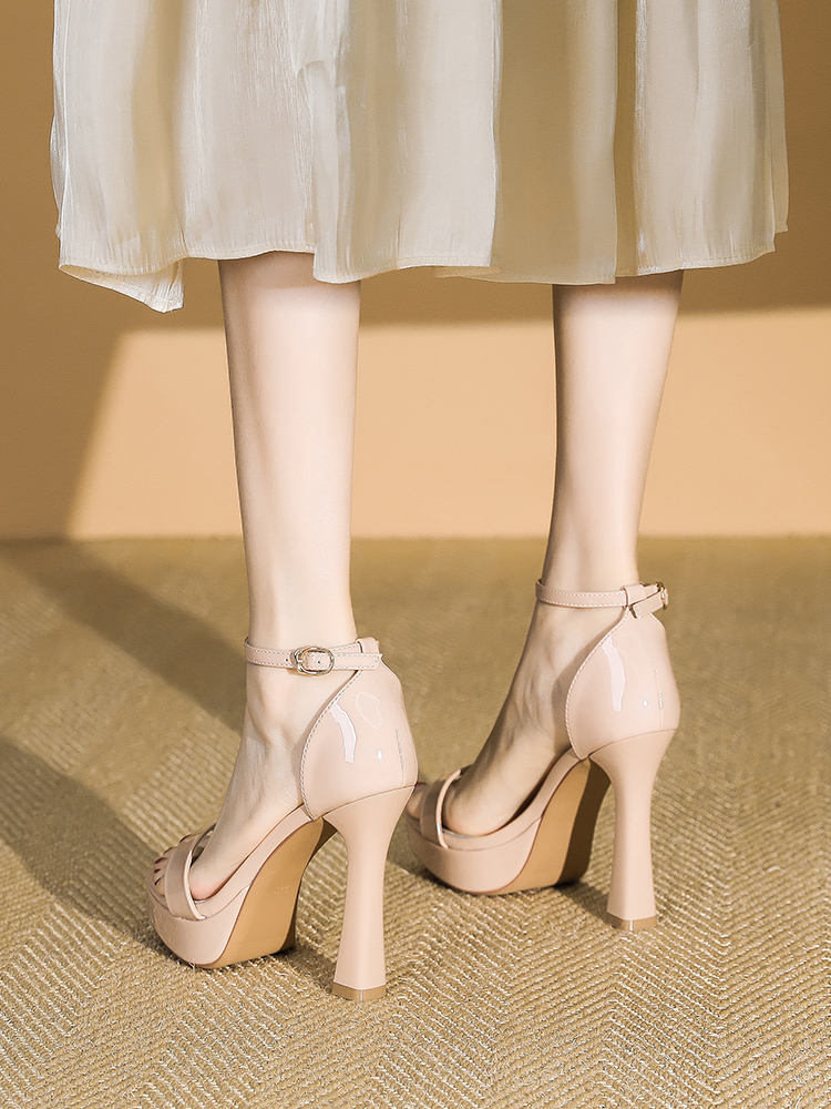 Women's Square Toe One-Strap High Heels - 11CM Chunky Platform Sandals for Summer 2025 - Waterproof Super High Heels Women's Square Toe One-Strap High Heels - 11CM Chunky Platform Sandals for Summer 2025 - Waterproof Super High Heels