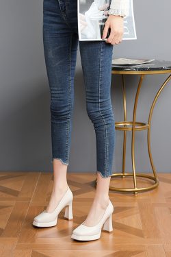 Women's Square-Toed Shallow Mouth High Heels, Retro 2025 Platform Shoes, Waterproof Chunky Heel for Ceremonial and Versatile Style