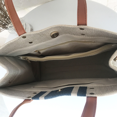 Women's Striped Canvas Briefcase Handheld Crossbody Bag, Minimalist Large Capacity Professional Style for Students and Work Women's Striped Canvas Briefcase Handheld Crossbody Bag, Minimalist Large Capacity Professional Style for Students and Work