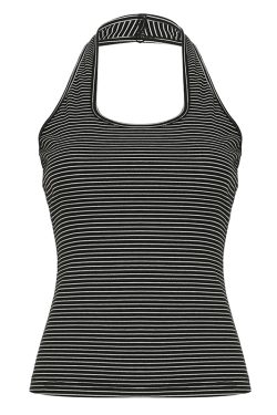 Women's Striped Halter Neck Backless Tank Top - Casual Slim Fit Summer Camisole for Versatile 90s Y2K Style
