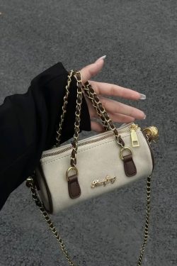 Women's Suede Handheld Round Tube Bag - Summer 2023 Niche Design Underarm Chain Crossbody Bag with High-Quality Texture