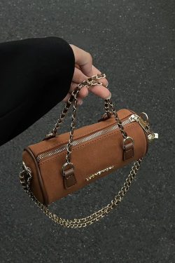 Women's Suede Handheld Round Tube Bag - Summer 2023 Niche Design Underarm Chain Crossbody Bag with High-Quality Texture