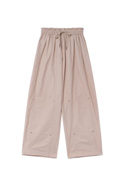 Women's Summer 2025 Loose-Fit Wide-Leg Cargo Pants with Elastic Waist - Casual Straight Long Pants for Petite Sizes