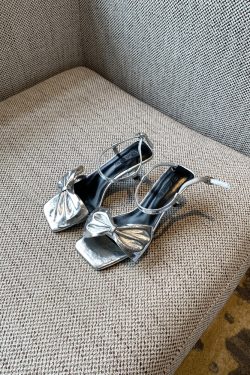 Women's Summer 2025 One-Strap High-Heeled Sandals with Bow - Sweet Outdoor Style for Skirts and Dresses