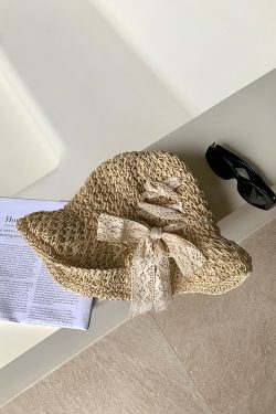 Women's Summer Beach Sunshade Woven Fisherman Hat with Ties - Stylish South France Holiday Accessory